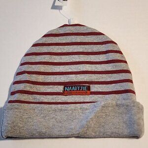 Naartjie Beanie Hat size 8-10 Gray with red stripes New